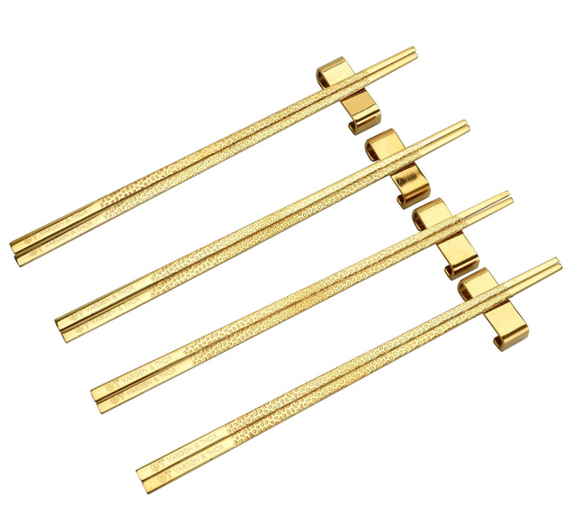 KITO BRASS - Spisepinde (Messing) 4 par + 4 stativer