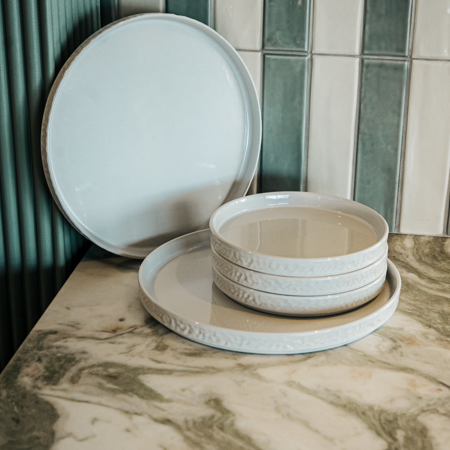 Servicen C - 4 x frokosttallerkener (Hvid)