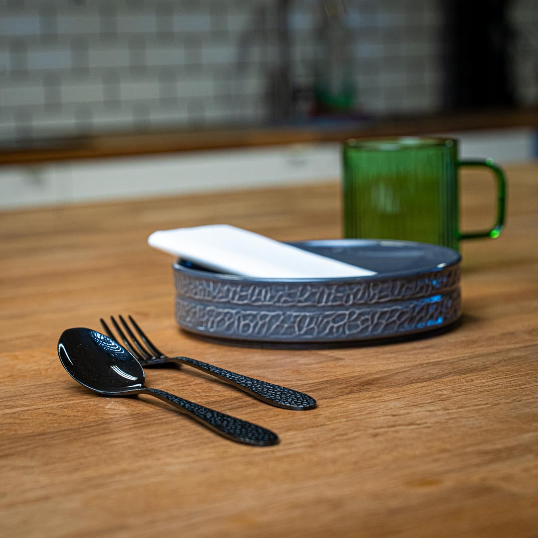 ONYX - Dessert-/Vorspeisenbesteck (Schwarzer Onyx) 8-teilig