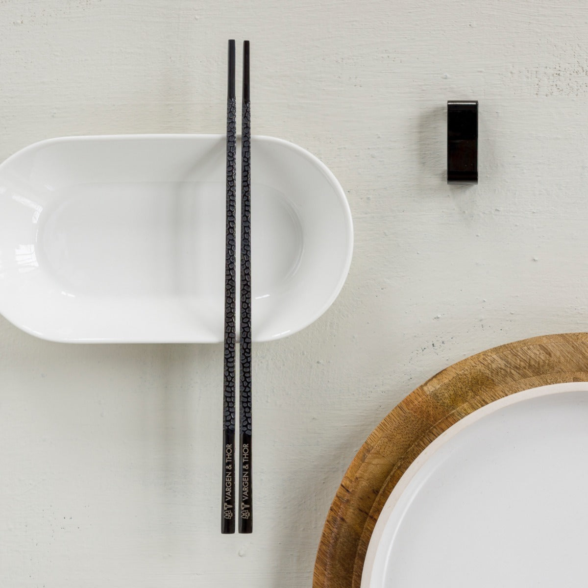 KITO SORT - Spisepinde (Sort) 4 par + 4 stativer