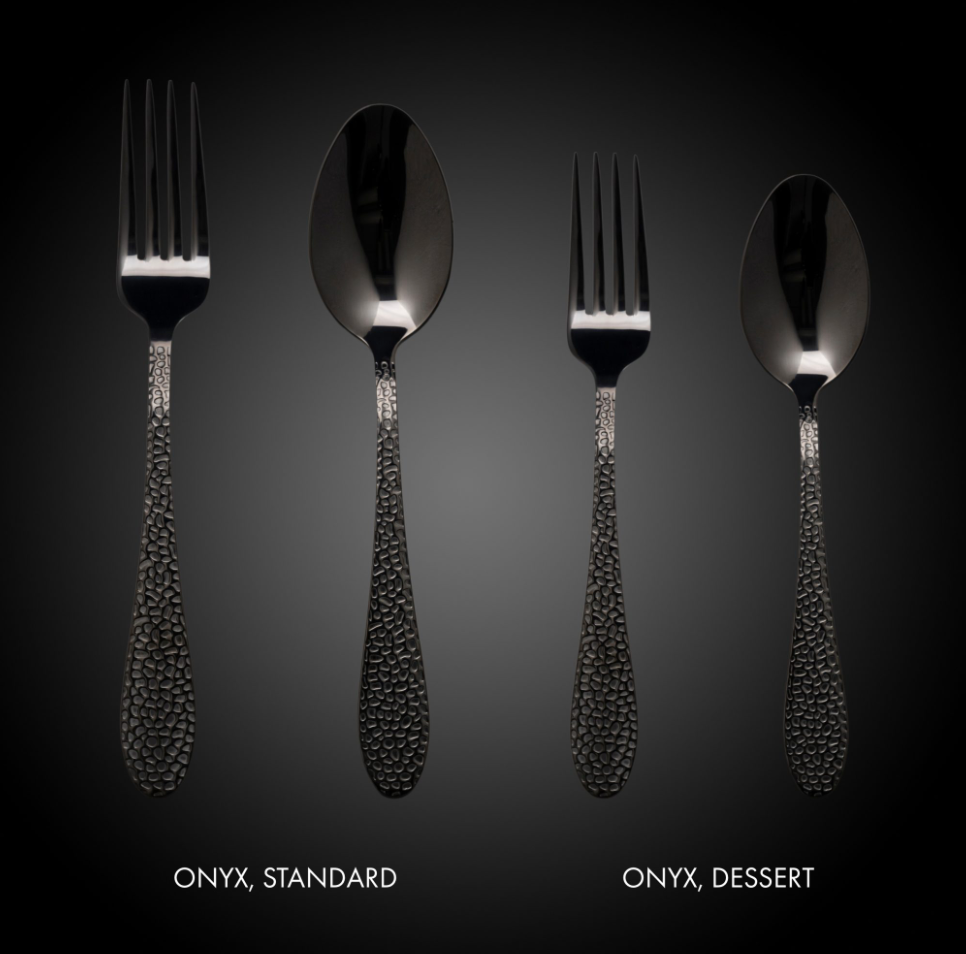 ONYX - Dessert-/Vorspeisenbesteck (Schwarzer Onyx) 8-teilig